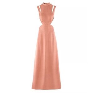 H&M Conscious Satin Maxi Backless Dress Rose Pink Formal Gown Size 8